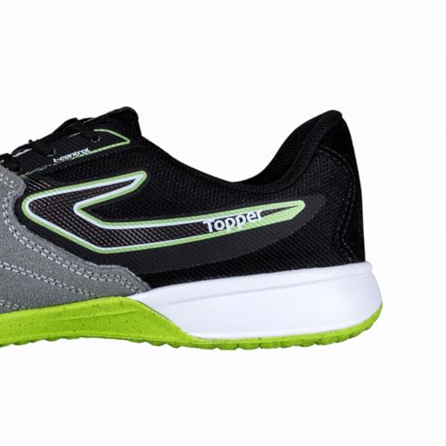 Chuteira Futsal Topper Legend Ii Masculino Original (Cinza/Preto/Verde, BR, Adulto, Numérico, 44)