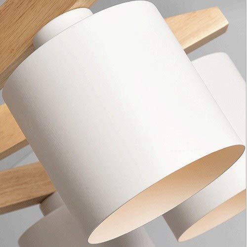 Lustre en bois massif 8 branches blanches style nordique épuré