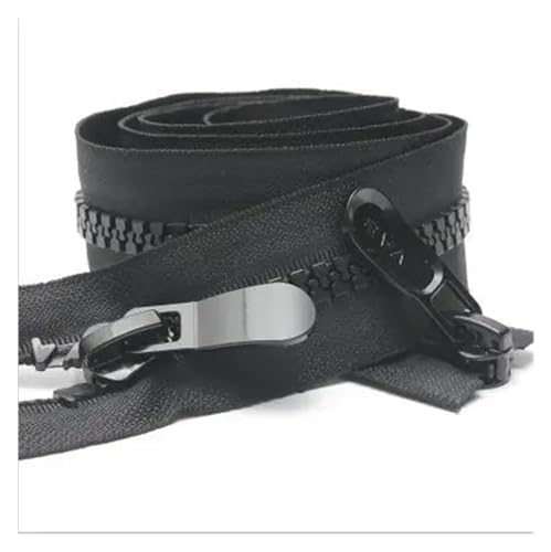 縫製用ファスナー ジッパー ブラック ホワイト ジップ ダブルスライダー ダウンジャケット コート DIY 縫製 衣類 テント オーニング(Black double slider,90cm)