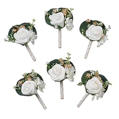 6pcs White Boutonniere-c