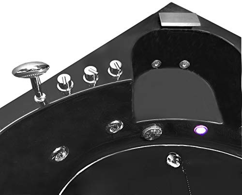 Whirlpool Massage Hydrotherapy Black Corner Bathtub Hot Tub 2 Two Person 59.05" Dolphin #TOP3
