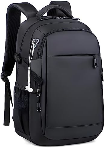 Laptop Backpack for College and Business Travel with Integrated USB Charging Port for Laptops up to 15.6 in, Black, Anti Theft, Hiking Backpack