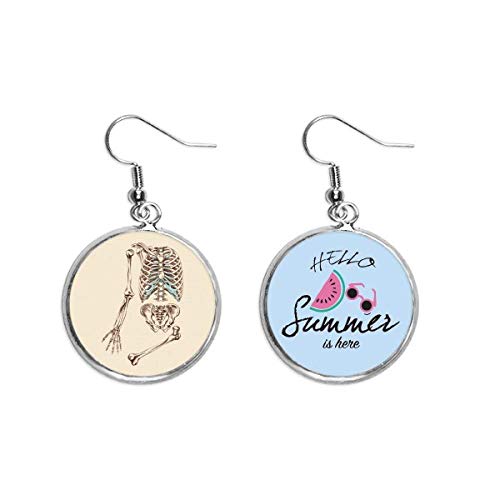 Pendientes de sandía y esqueleto para lóbulo de oreja estilo gótico