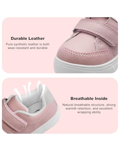 festooning Toddler Girls Sneakers Faux PU Leather Dual Hook and Loop Low Top Sneaker Non-Slip School Casual Walking Shoes for Little Big Kids4