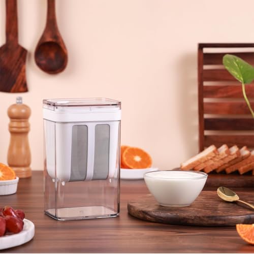 Image of Walfos Greek Yogurt & Curd Maker - 1100ml Fine Mesh Strainer with Lid | Multifunctional Yogurt Filter | Curd Maker for Home | Perfect for Homemade Yogurt, Curd, Cheese Maker (Yogurt 1000ml)