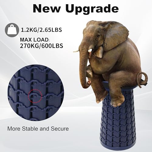 Image of ALEVMOOM Upgraded Collapsible Stool with Thickened Cushion 18.1 inch,600Lbs Max Weight Wider & Taller Pop Up Stool, Heavy Duty Portable Retractable Folding Chair or Travel Foot Rest for Camping & Outdoors