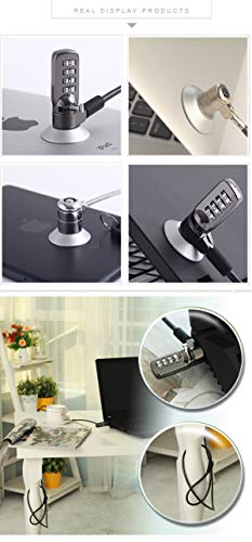 Caleqi Combination Security Lock Cable For Notebook Laptop Pc Computer Monitor Lcd - 2M Cable Black (Oval Sticky Board+Laptop Lock) #TOP5