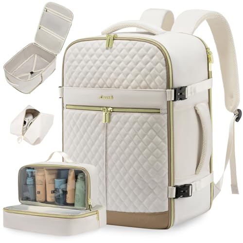 LOVEVOOK Carry On Travel Backpack for Women, 40L Personal Item Travel Bag Flight Approved, TSA Large Backpack for 17” Laptop, Waterproof Weekender Business Hiking Bag with 3 Packing Cubes