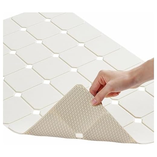 Bathtub Mat Non Slip Silicone Soft Odorless Bath Mat No Suction Cups for Refinished,Reglazed and Textured Surface Tub Shower Mats Non-Slip 18 X 28 Inch Beige