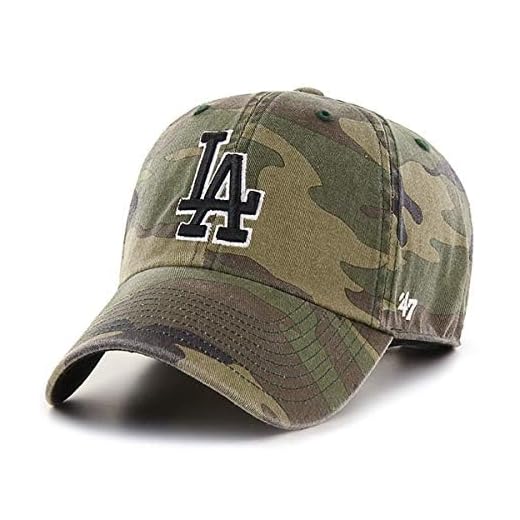 '47 Los Angeles LA Dodgers Clean Up Adjustable Hat - Camo/Black, Unisex, Adult - MLB Baseball Cap