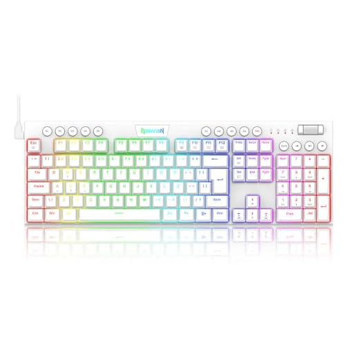 Teclado Mecânico Redragon Horus, c/Cabo 1,5m, USB, RGB, Switch Marrom, ABNT2, Branco- K619-RGB (PTBROWN)
