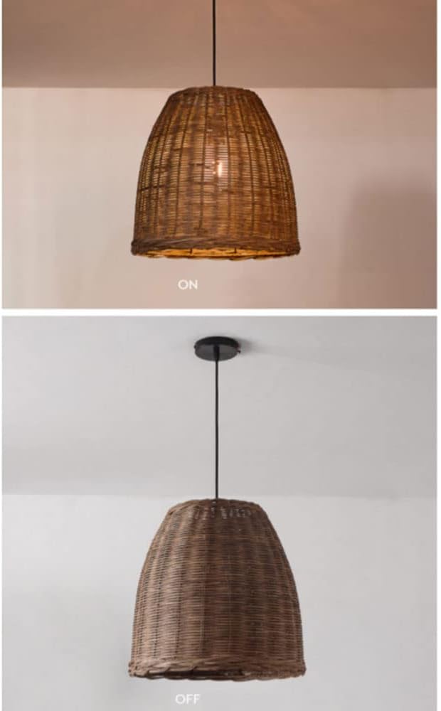 CSSYKV Boho Vintage Handgeweven Kroonluchter Rotan Tinten Licht Landelijke Decoratieve Plafond Hanglampen Vintage Home Decor Verlichting DIY Rieten Lamp Slaapkamer Restaurantlamp Spaarlamp photo 2