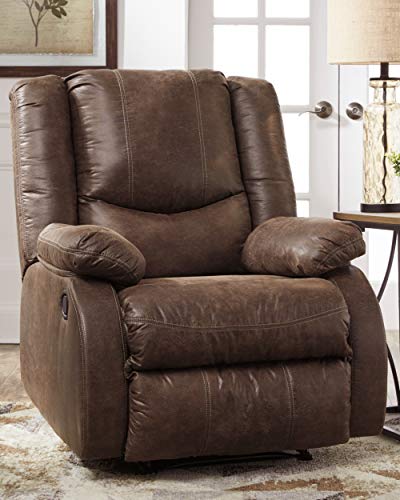 Signature Design By Ashley Bladewood Faux Leather Pebble Manual Zero Wall Recliner, Brown #TOP1