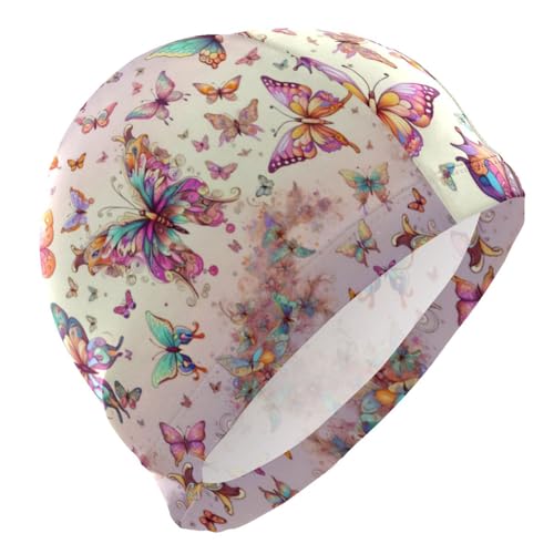 susiyo Colored Butterfly Mens Swim Caps Polyester Swimming Hat for Adult and Youth