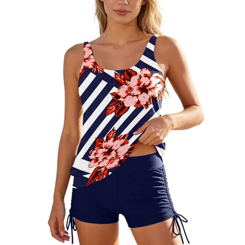 Tankini 2 pièces tendance femme col en V maillot de bain