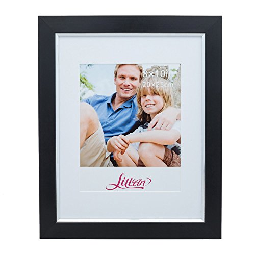 LilianBlack With Silver Display 11x14 Wall Photo Frame - Made to Display Pictures 8x10 with Mat or 11x14 Without Mat - Wall Mounting Material Included