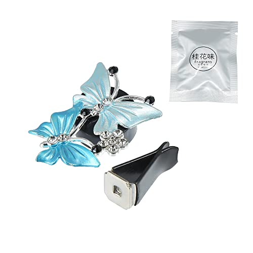 Image of X AUTOHAUX Car Butterfly Shape Clips for Air Conditioner Outlet Vent Decorations Clip Blue 4 Pcs