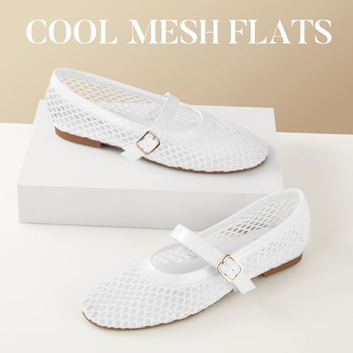 Image of Ankis Women's Mary Jane Ballet Flats, Mesh Jelly Fishnet Sandals