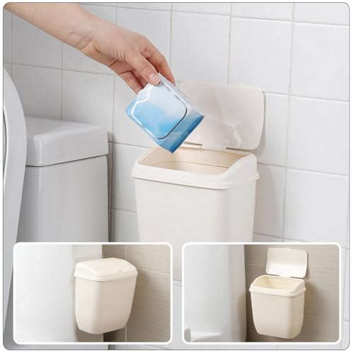 Caneca de basura pequeña para colgar en pared blanca miniatura 2