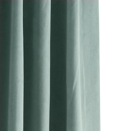 HPD Half Price Drapes Signature Velvet Thermal Blackout Curtains for Living Room 120 Inch Long (1 Panel) Rod Pocket Insulated Blackout Curtains for Bedroom Window Curtains, 50W x 120L, Aqua Mist