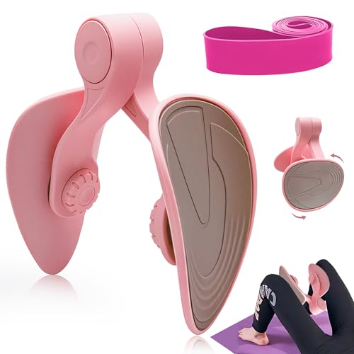 Inner Thigh Exerciser for Women, Thigh Trainer Hip Trainer Kegel Exercise Workout Equipment, Pelvic Floor Muscle Trainer with Resistance Band, Hip and Pelvis Trainer Device for Home Gym (Pink)