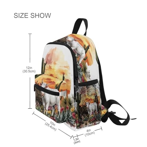 ALAZA Toddler Backpacks for Boys Girls Watercolor Cow Cactus Kids Backpack with Chest Clip and Name Tag,S4