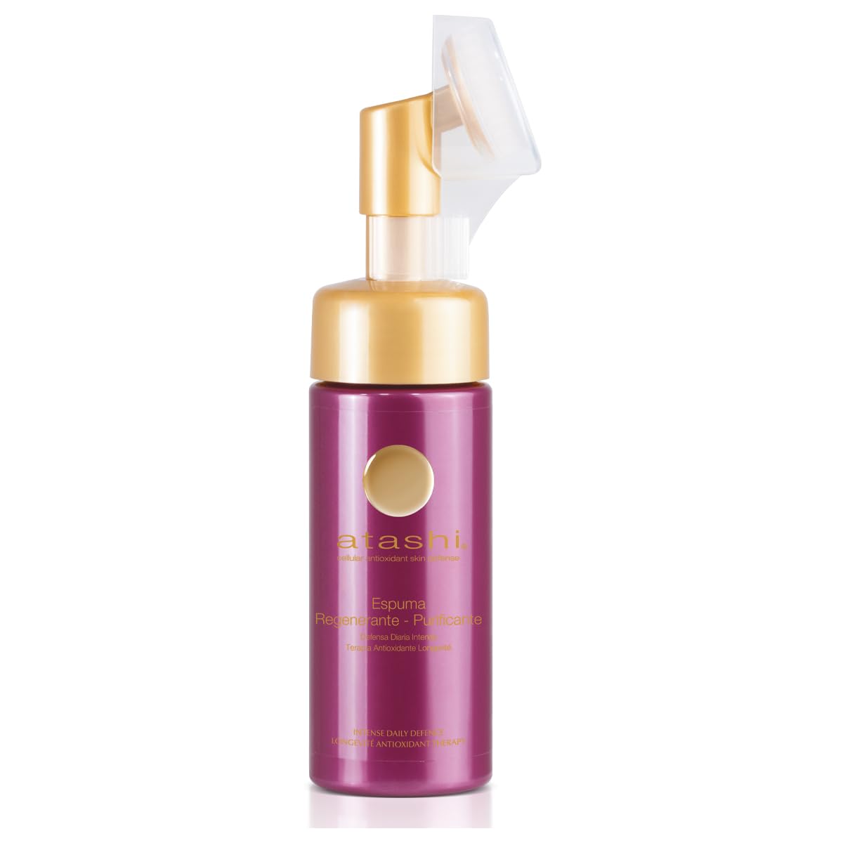 Atashi Antioxidante - Espuma Regenerante Purificante | Limpia, Energiza, Tonifica Y Afina | Con Ácido Glicólico Y Aguas Frutales Bio | Piel Sensible, Transparente, 150 Mililitro