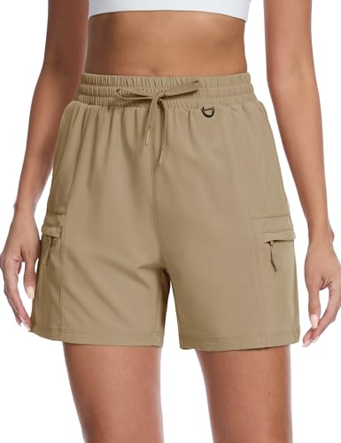 MAGCOMSEN Womens 5" Hiking Cargo Shorts Pockets Lightweight