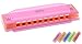 Kids Harmonica 10-Hole Music Creation Pro Colorful HarmonicaTranslucent Tuned Educational Mouth Organ with Case(Pink)