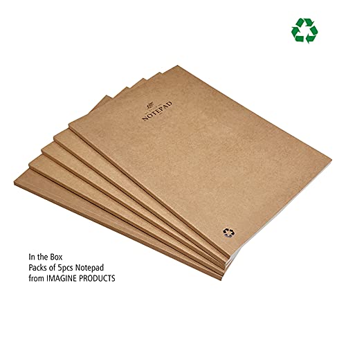 Image of Imagine Products B5 Recycle Notepad Combo Pack (Beige, Pack of 5), 100 Pages Each, Narrow Ruled, 80 GSM Paper, 7x9 Inches, Perfect for Office, School & College