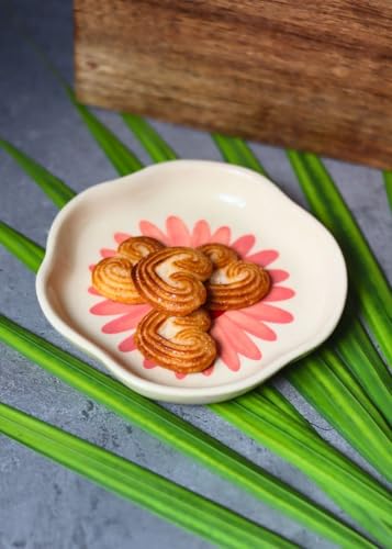 Image of WEAVING HOMES Flower Handmade Dessert Plate, Size: 11 cm Microwave & Dishwahsher Safe (Set of 1)