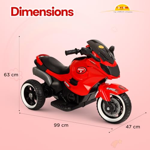 Image of Toyzone Impex Pvt Ltd Trendy Bike Red | Rechargeable Bike 6V | Powered by 6.5 Ah Battery | Music Player with Bluetoooth & USB | 6 Month Battery Warranty | Make in India | for Kids 2+ Years