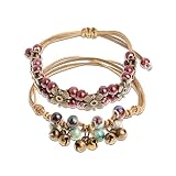 Jean Beau Boho Pottery Beads Anklets for Women, Adjustable Vintage Stackable Beach Bracelet ankle Friendship Summer Jewelry Gift