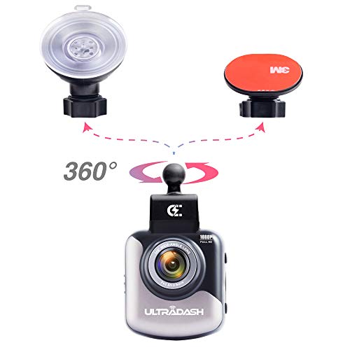 Image of Dash Cam UltraDash C1 + 64GB High Endurance Micro SD Card Bundle - Magnetic Charging Mount, HDR High-end Night Image Sensor, F1.8 140 Degree Wide Angle Lens, G-Sensor, 2 inch LCD, Super Capacitor