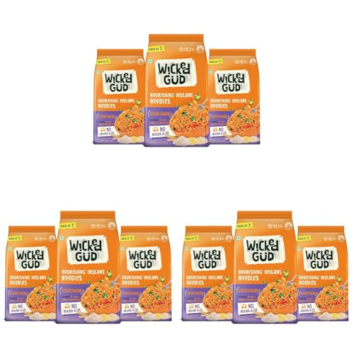 Image of WickedGud Nourishing Schezwan Instant Noodles (207gm x 3) | Healthy Noodles | No Maida | No Oil | No MSG | High Protein | High Fibre | Cholesterol Free (Pack of 3)