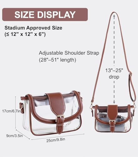 Image of Clear Bag for Stadium Events, Stadium Approved Clear Crossbody Bag for women,Waterproof Saddle bag for Concert