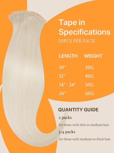 Image of DOORES Tape in Blonde Hair Extensions Human Hair for Fine Thin, Add Volume