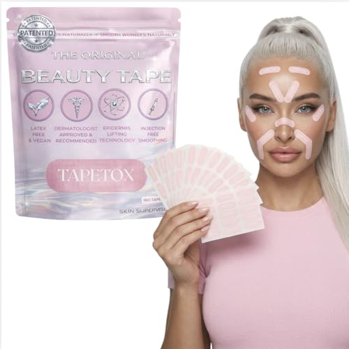 TapeTox Face Tape for Wrinkles - 160 Pre-Cut Wrinkle Patches for Forehead Crows Feet Smile Lines - Overnight Lifting Tape - Latex-Free Non-Toxic - Wrinkle Smoothing