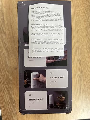 Electric Coffee Bean Grinder - Portable USB Rechargeable Spice and Pepper Mill with Adjustable Coarseness for Kitchen, BBQ, Restaurant (Black) - Image 4