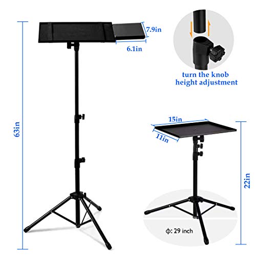 Hqistar Professional Projector Tripod Stand, Universal Laptop Tripod Stand Folding Dj Equipment Stand With Portable Travel Bag For Stage Studio Home Theater,Height Adjustable 22 To 63 Inch #TOP4