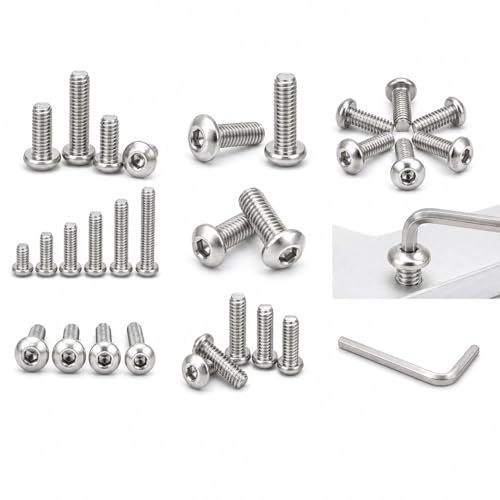 Image of By VP INDUSTRIES (Pcs-15) M8x35 mm Allen Button Head Cap Screw Stainless Steel | Round Mushroom Allen Head Bolt with Allen Key (1 Pc) for Furniture Assembly & DIY Applications