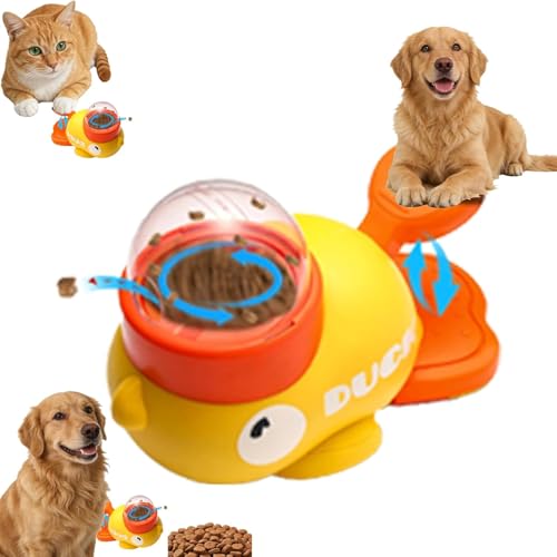 Jkwiwe Duck Dog Treat Dispenser Toy for Small Breeds - Interactive Slow Feeder Puzzle & Food Dispensing Toy Mental Stimulation Puppy Chew Toy for Healthy Digestion & IQ Training