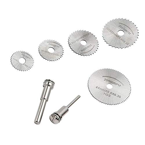 Set di mini lame circolari per il trapano, in acciaio HSS; 7 utensili rotanti adatti per trapani Dremel per metallo e trapani elettrici per tagliare il legno