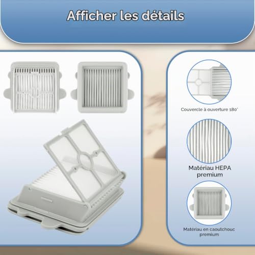 Lot de 5 filtres HEPA de rechange F25 compatibles avec les aspirateurs Roborock F25 LT/RT/ACE/ALT/ACE Combo/Combo/GT, filtres verticaux – vue 4