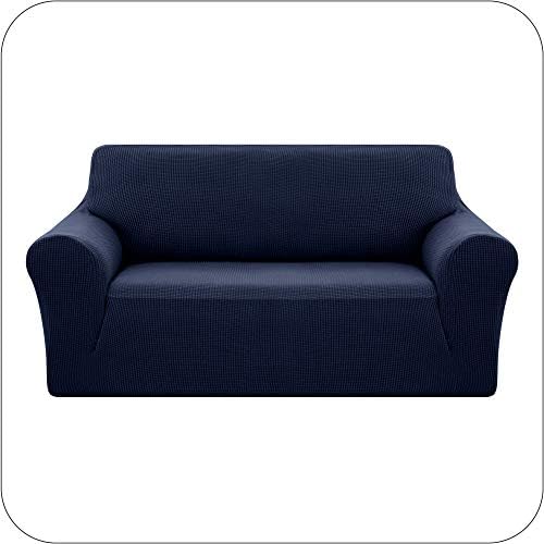 Amazon Brand - Umi Velvet Sofa Cover Stretch Pet Slipcovers Small Checks Polyester Non Slip Spandex Fabric Sofa Fabric Protector Couch Cover One Seater Beige