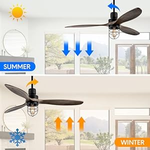Wwm 52 inch rustic outdoor ceiling fan with light and remote 3 wood blades include bulbs modern black farmhouse industrial ceiling fan for outdoor ceiling fans for patiosporchbedroom  urban country home decor