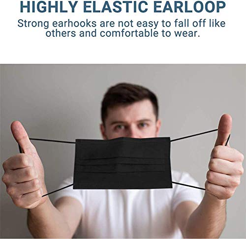 Disposable 3 Layer Surgical Face Mask | Non Woven Surgical Mask | Use and Throw Mask- 100 Pieces (Black)