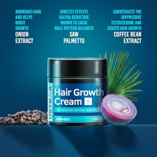 USTRAA Hair Growth Cream - 100 g - with Onion Extract, Neelbhringadi, Blackseed Oil - Helps boost hair growth, Prevents hair fall - No Parabens, No Mineral Oil