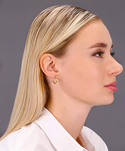 Image of 14k Yellow Gold Classic Shiny Polished Round Hoop Earrings, 2mm tube