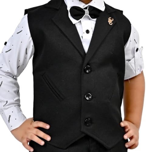 Image of Kids Ethnic Suit Set I 3 Piece Party Suit for Boys | Kids Suit Set Shirt, Pant & Waistcoat I Birthday Boys Party Dress